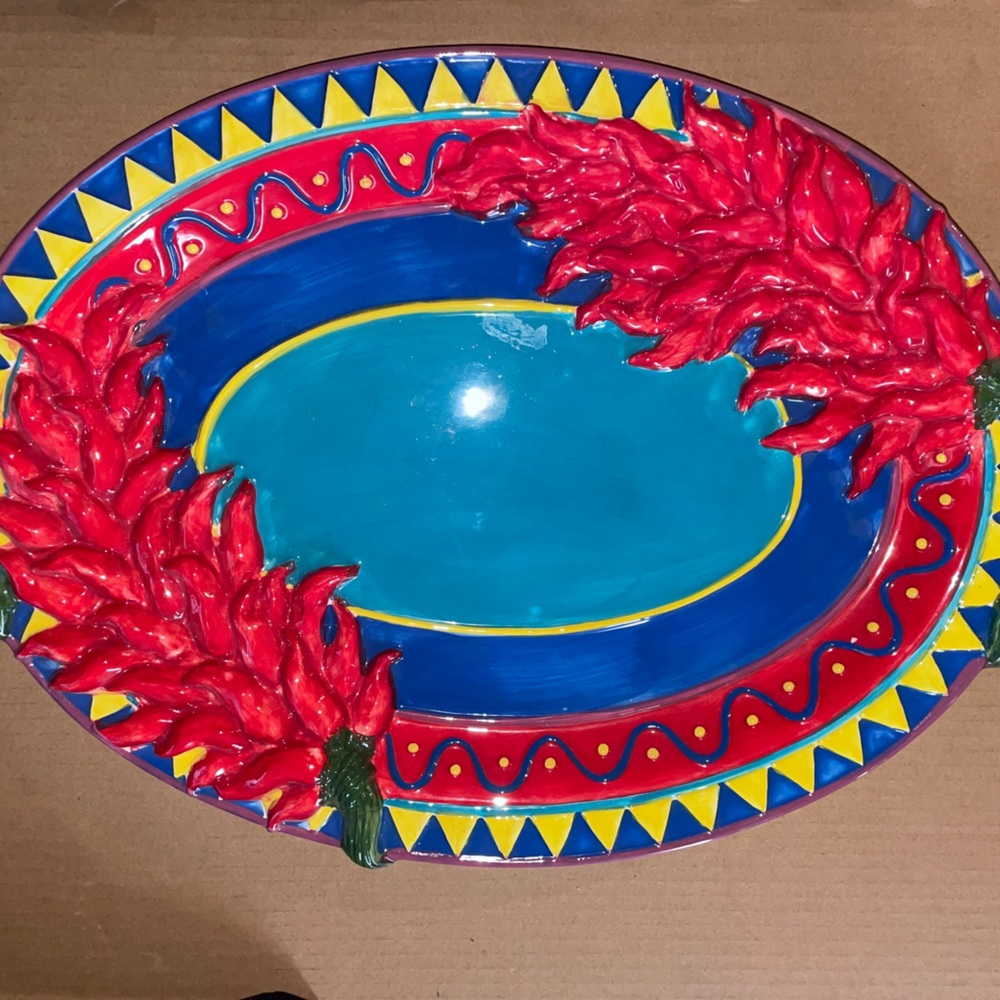 Beautiful Signature Home Collection 3D Red Pepper Plate 22.5 X 14 Inches
